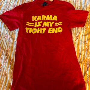 KC Chiefs/Taylor Swift “Karma is my Tight End” T-Shirt - Size “Women’s” Small